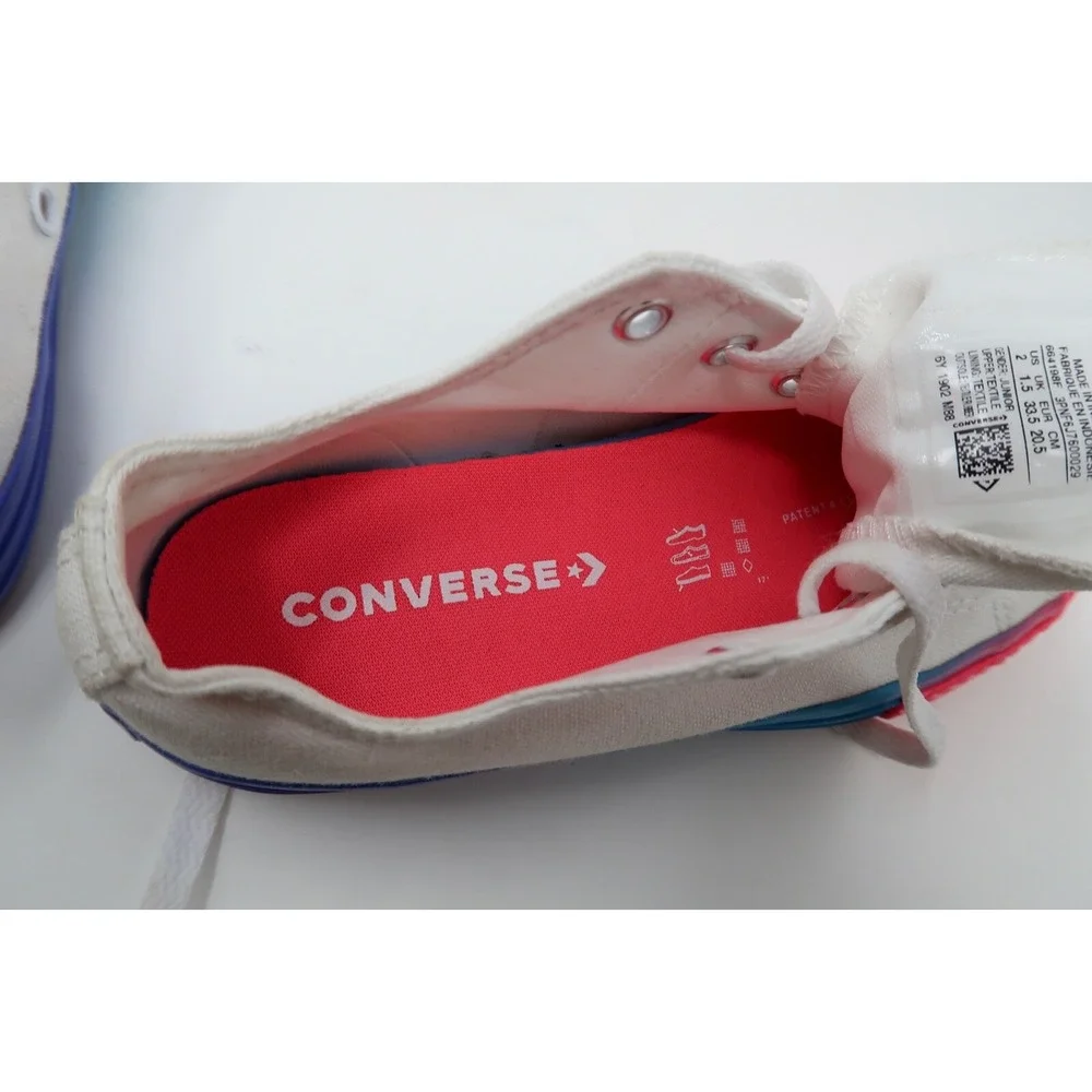 Converse‎ Girl's Size 2 Pink Blue White Racer Sneakers Shoes 664198F